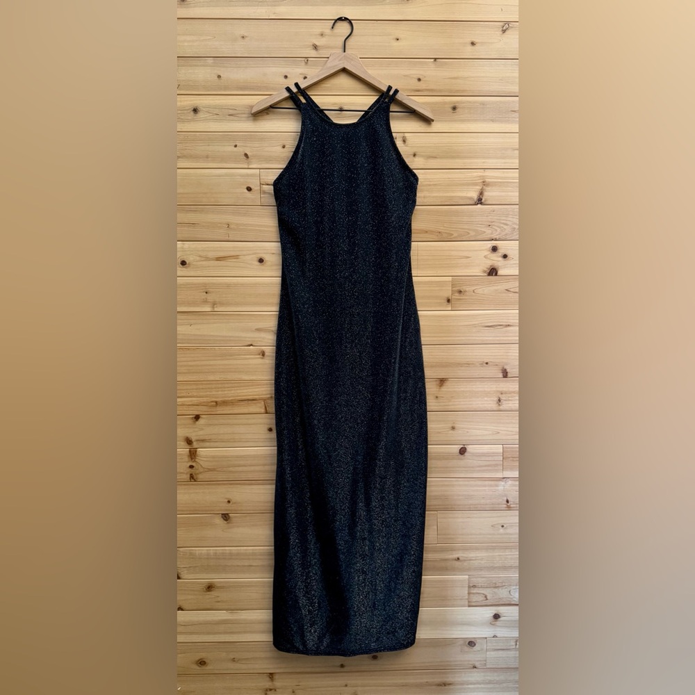 Vintage 90’s Maurice’s Small Shimmer Stretchy Racerback High Neck Maxi Gown